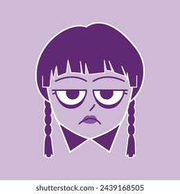 vector illustration of wednesday addams emotionless