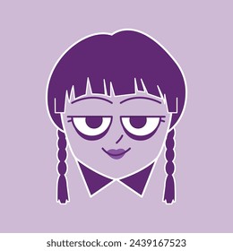 ilustración vectorial de miércoles addams sonriendo