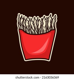 Vector illustration of weed joints inside a red french fries box