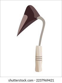 Ilustración vectorial Hoe Weeding Hoe aislado en fondo blanco. Herramientas para carpintería.