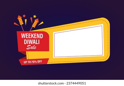 Vector illustration weekend Diwali sale callout banner with crackers template