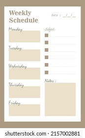 A Vector Illustration Of A Weekly Schedule Template