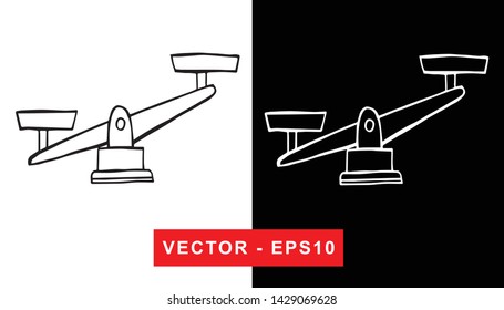 Vector Illustration of Weighing Scale or Libra. Isolated flat line and silhouette of sign, symbol, or objects for graphic design.