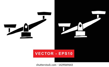 Vector Illustration of Weighing Scale or Libra. Isolated flat line and silhouette of sign, symbol, or objects for graphic design.
