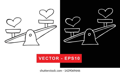 Vector Illustration of Weighing Scale or Libra. Isolated flat line and silhouette of sign, symbol, or objects for graphic design.