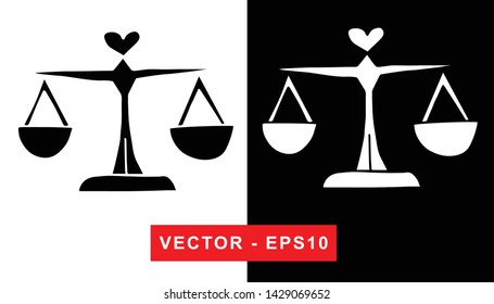 Vector Illustration of Weighing Scale or Libra. Isolated flat line and silhouette of sign, symbol, or objects for graphic design.
