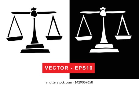 Vector Illustration of Weighing Scale or Libra. Isolated flat line and silhouette of sign, symbol, or objects for graphic design.