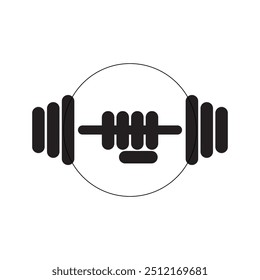 Ilustración vectorial de levantamiento de pesas, barra, fitness, icono de gimnasio