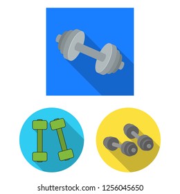 Vector illustration of weight and lifting icon. Set of weight and exercise vector icon for stock.
