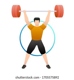 Vector illustration of weight lifting player in action. Sport concept