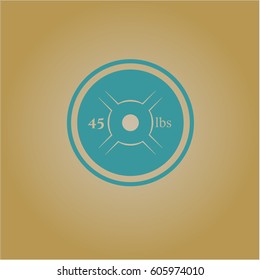 Ilustración vectorial de la placa de elevación de peso o de elevación de potencia (45 libras) en color azul