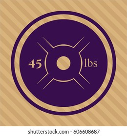 vector illustration of Weight lifting or powerlifting plate (45 lbs) vector icon
