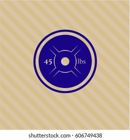 Vector Illustration of Weight lifting or powerlifting plate (45 lbs) symbol in violet color

