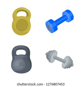 Vector illustration of weight and lifting symbol. Collection of weight and exercise stock symbol for web.