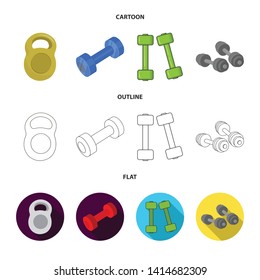 Vector illustration of weight and lifting symbol. Collection of weight and exercise stock symbol for web.