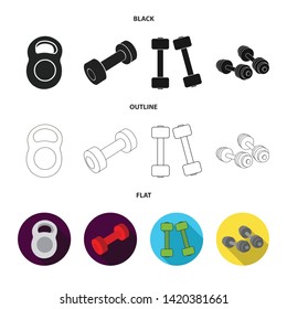 Vector illustration of weight and lifting symbol. Set of weight and exercise stock symbol for web.