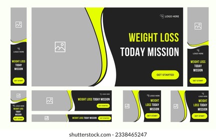 Vector illustration weight loss fitness healthy lifestyle banner, editable vector eps 10 file format