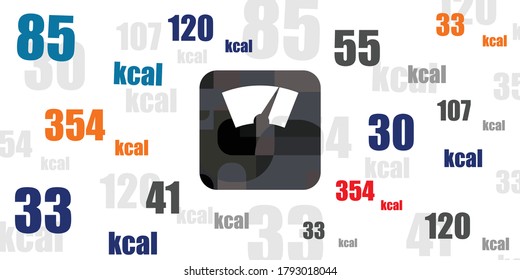 vector illustration of weight loss with scales and calories numbers for fitness diets concepts