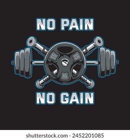 Vector Illustration of Weight Plates and Barbell with Vintage Illustration Available for Tshirt Design