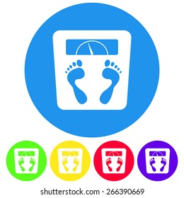 Vector illustration of weight scale icon. Flat color style on white background.