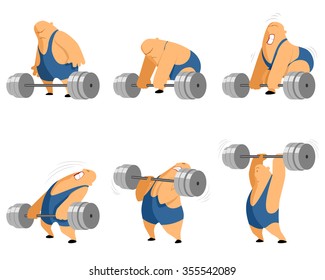 Vector illustration of a weightlifter with barbell