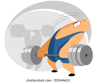 Vector illustration of a weightlifter with barbell