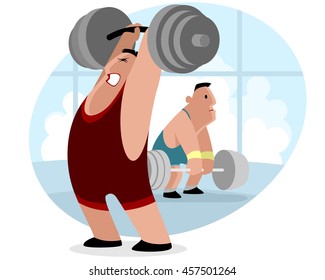 Vector illustration of a weightlifter with barbell