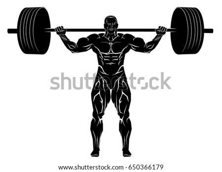 Vector illustration of a weightlifter with barbell
