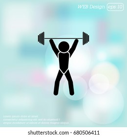 Vector illustration. Weightlifter icon