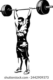 vector illustration of the weightlifter lifting weights