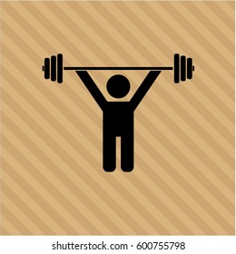 Vector illustration of Weightlifting vector icon or symbol in black.
