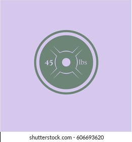 Vector Illustration of Weightlifting or power lifting plate (45 lbs) icon in Grey color