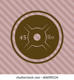 Vector Illustration of Weightlifting or powerlifting plate (45 lbs) icon in Brown Color
