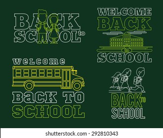 vector illustration of a welcome back to school 2015 graphics elements for t-shirts, and the idea for the sign or badge logo