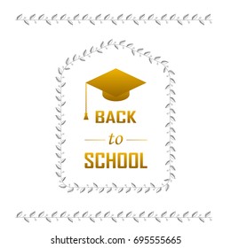 Vector illustration of Welcome back to school concept graphics gold elements for t-shirts, and the idea for the sign or badge