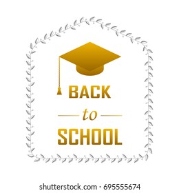 Vector illustration of Welcome back to school concept graphics gold elements for t-shirts, and the idea for the sign or badge
