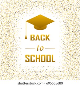 Vector illustration of Welcome back to school concept graphics gold elements for t-shirts, and the idea for the sign or badge