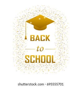 Vector illustration of Welcome back to school concept graphics gold elements for t-shirts, and the idea for the sign or badge