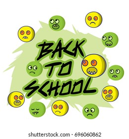 Vector illustration of Welcome back to school concept - reluctance to go to school, logo concept school and monsters - graphic elements for t-shirts, and the idea for the sign or badge