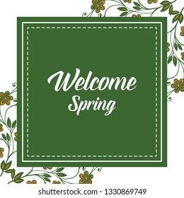 Vector illustration welcome card with leaf floral frame pattern hand drawn