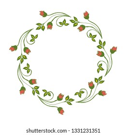 Vector illustration welcome card with ornate pink flower frame blooms hand drawn