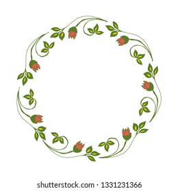 Vector illustration welcome card with ornate pink flower frame blooms hand drawn