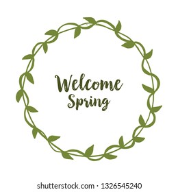 Vector illustration welcome card writing with floral frame decorative hand drawn