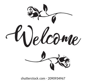 vector illustration of welcome, hand written text.