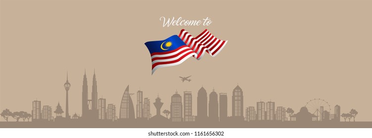 Vector Illustration welcome to malaysia, Banner, element, and graphic.