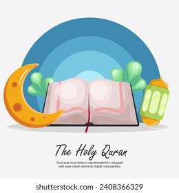 Vector illustration welcome ramadan, the holy quran