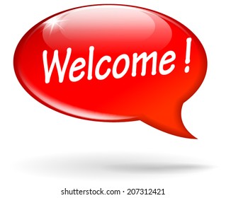 Vector illustration of welcome red speech bubble