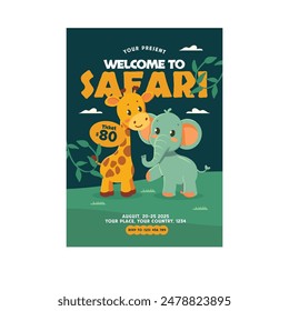 Ilustración vectorial de Bienvenido a Safari Flyer Poster