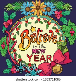 Vector illustration of welcoming new year arrival