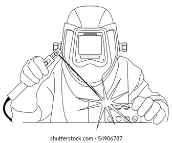 Vector illustration of a welder at work